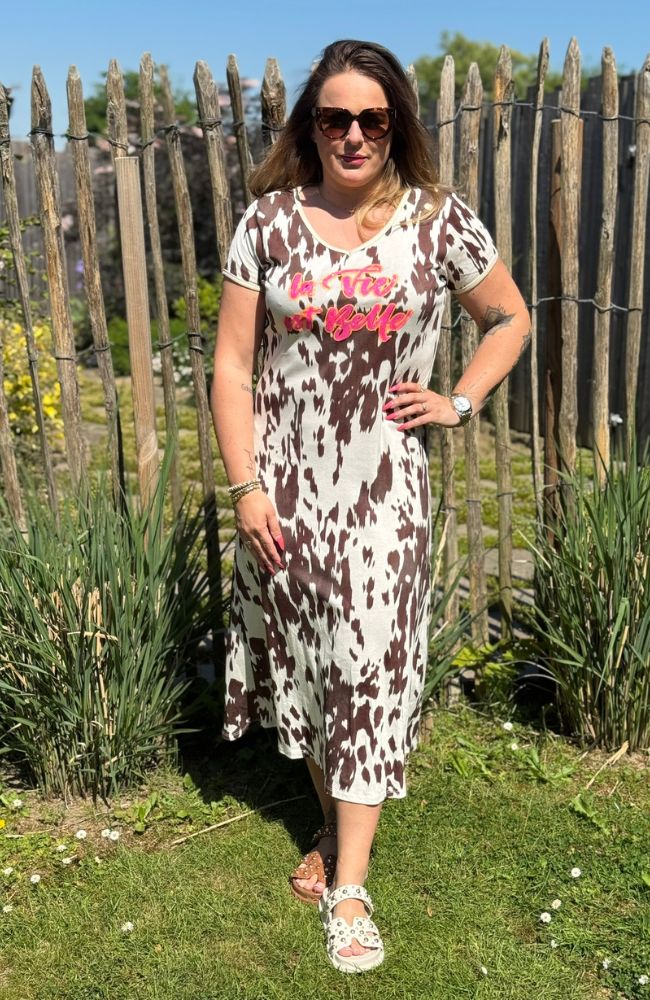 Trendy Kuhfellmuster Kleid