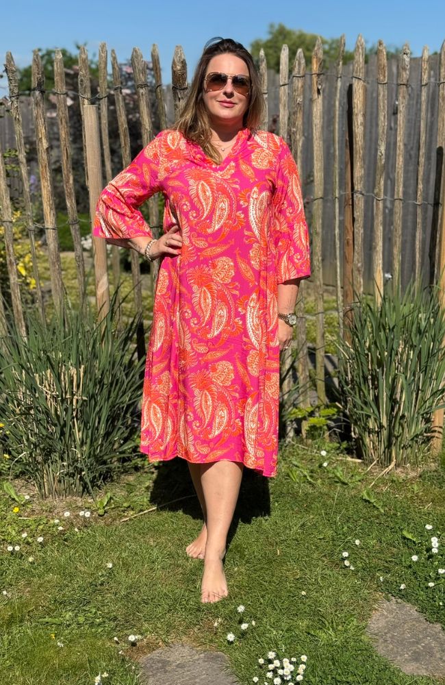Schönes leichtes Sommerkleid pink-orange