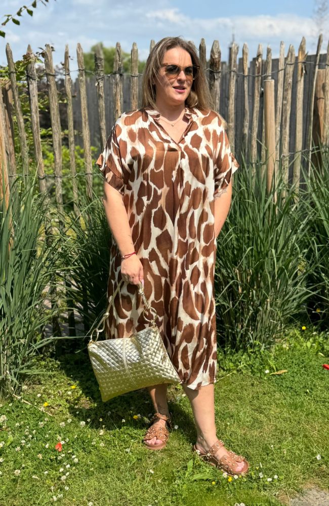 Sommerkleid mit Seide cognac