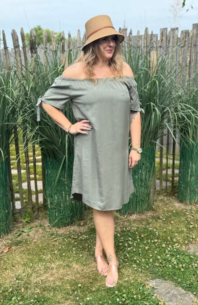 Luftiges Kleid schulterfrei khaki