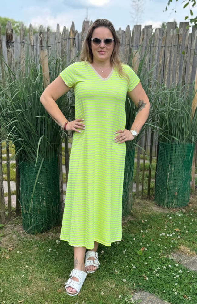 Shirtkleid Streifen neongelb