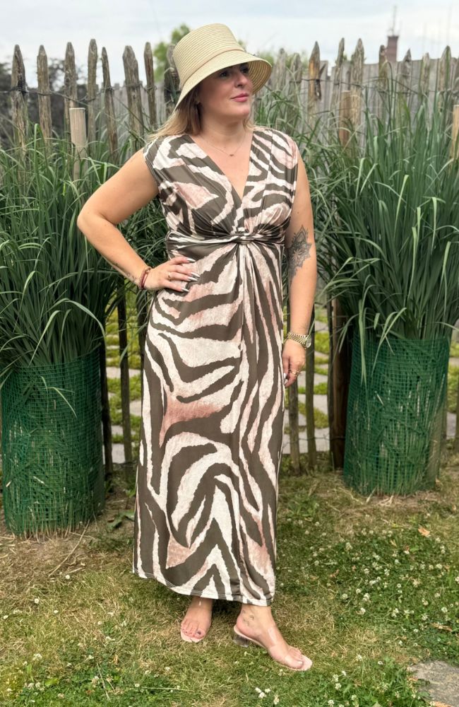 Figurbetontes Kleid Zebra khaki