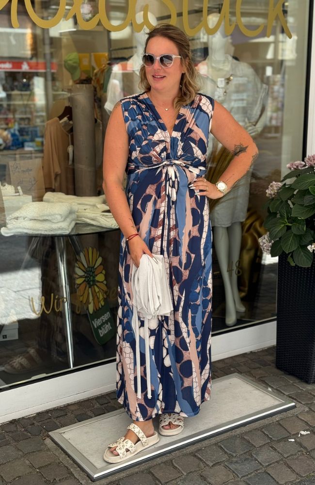 Kleid Muster blau natur