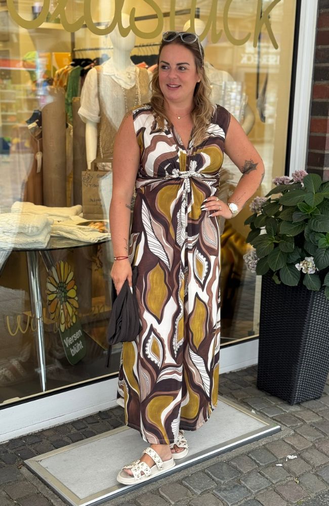 Kleid Muster braun ocker