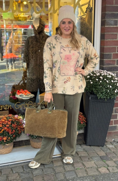 Wunderschöner Pullover mit Katzenprint
